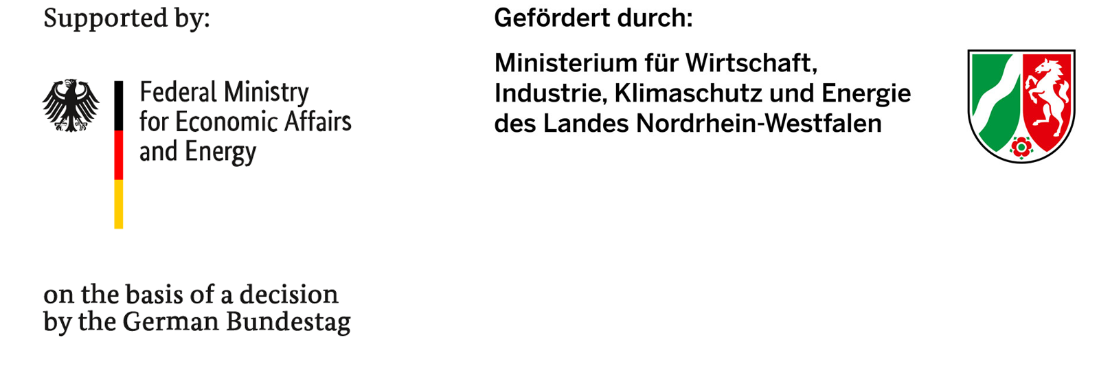 A partnership logo featuring the German Federal Ministry for Economic Affairs and Energy and the North Rhine-Westphalia coat of arms.