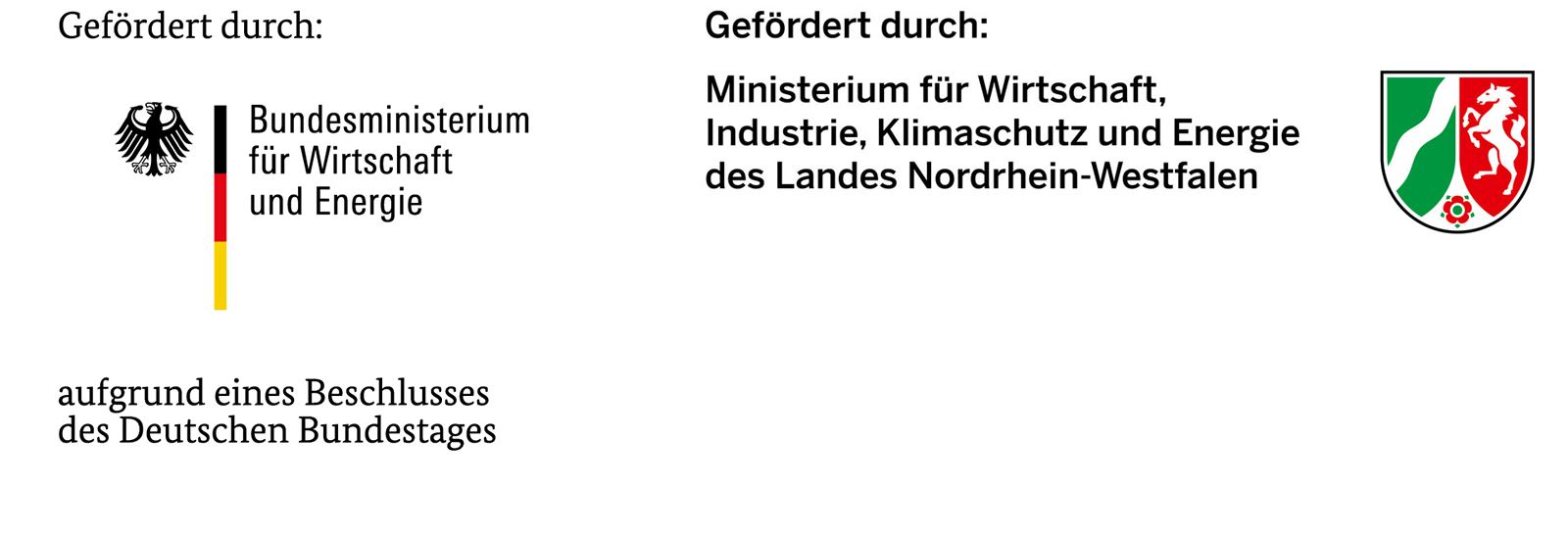Förderlogos des Bundesministeriums für Wirtschaft und Energie sowie des Ministeriums für Wirtschaft, NRW, in einem klaren Layout.